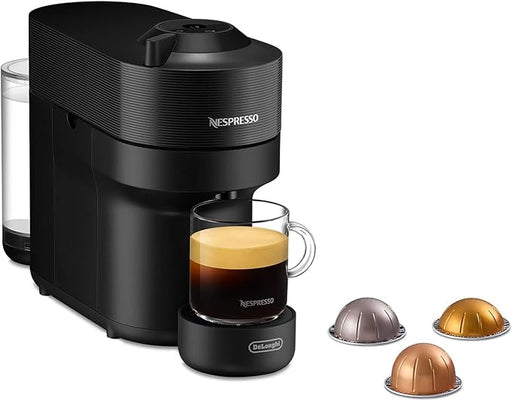 Cafetera Nespresso De'Longhi Vertuo Pop en Negro Regaliz. Una máquina de café automática con tecnología Centrifusion, 4 tamaños de taza y conectividad inteligente. Nespresso - frontal