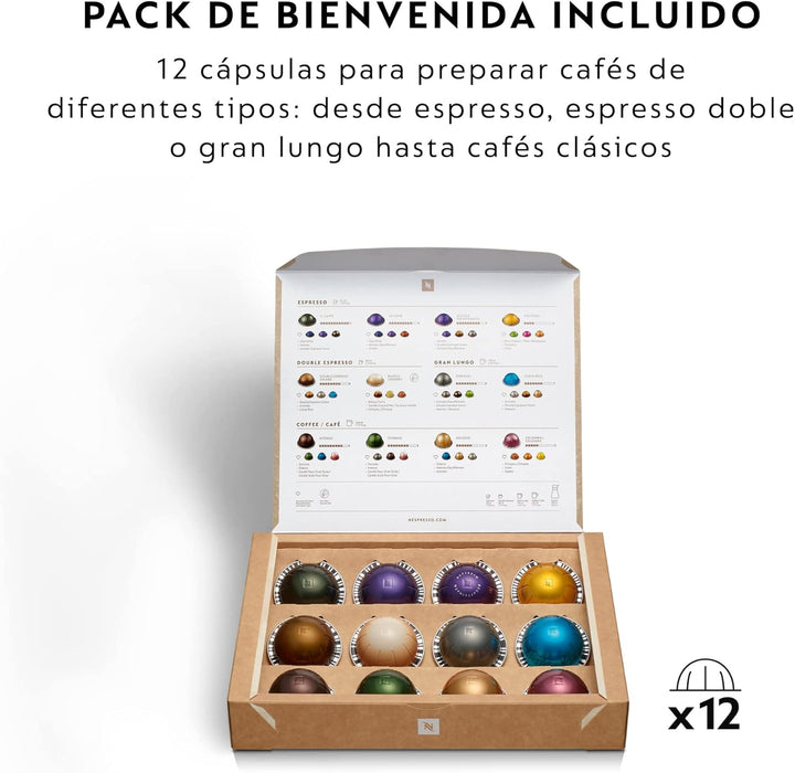 Cafetera Nespresso Vertuo Next de Krups en color Gris. Una máquina de café de cápsulas con tecnología Centrifusion, 5 tamaños de taza y conectividad Wi-Fi y Bluetooth. Nespresso - detalle