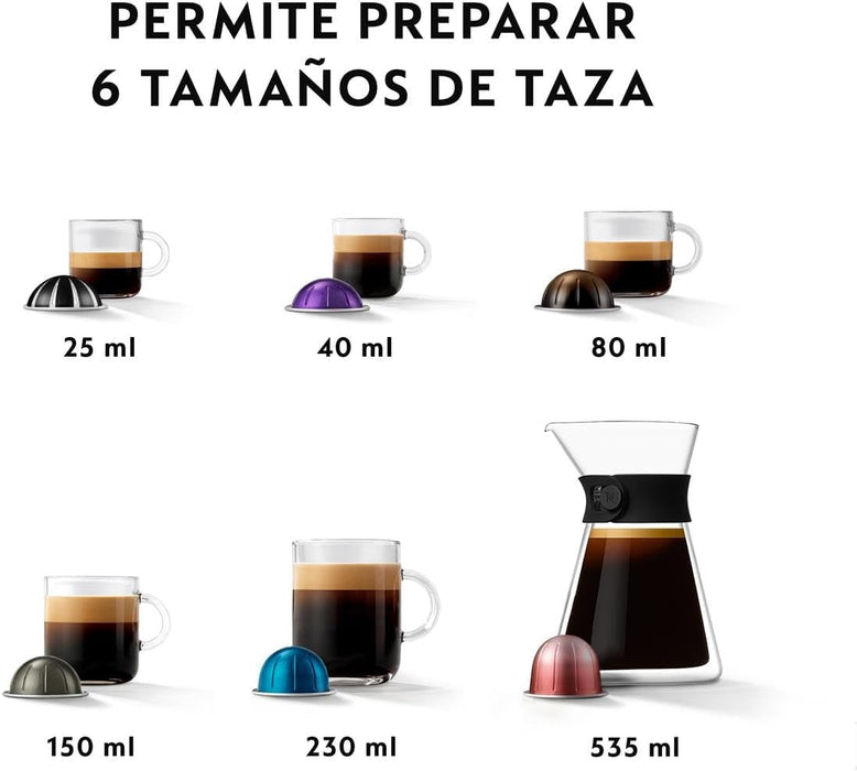 Cafetera Nespresso Vertuo Next de Krups en color Gris. Una máquina de café de cápsulas con tecnología Centrifusion, 5 tamaños de taza y conectividad Wi-Fi y Bluetooth. Nespresso - lateral