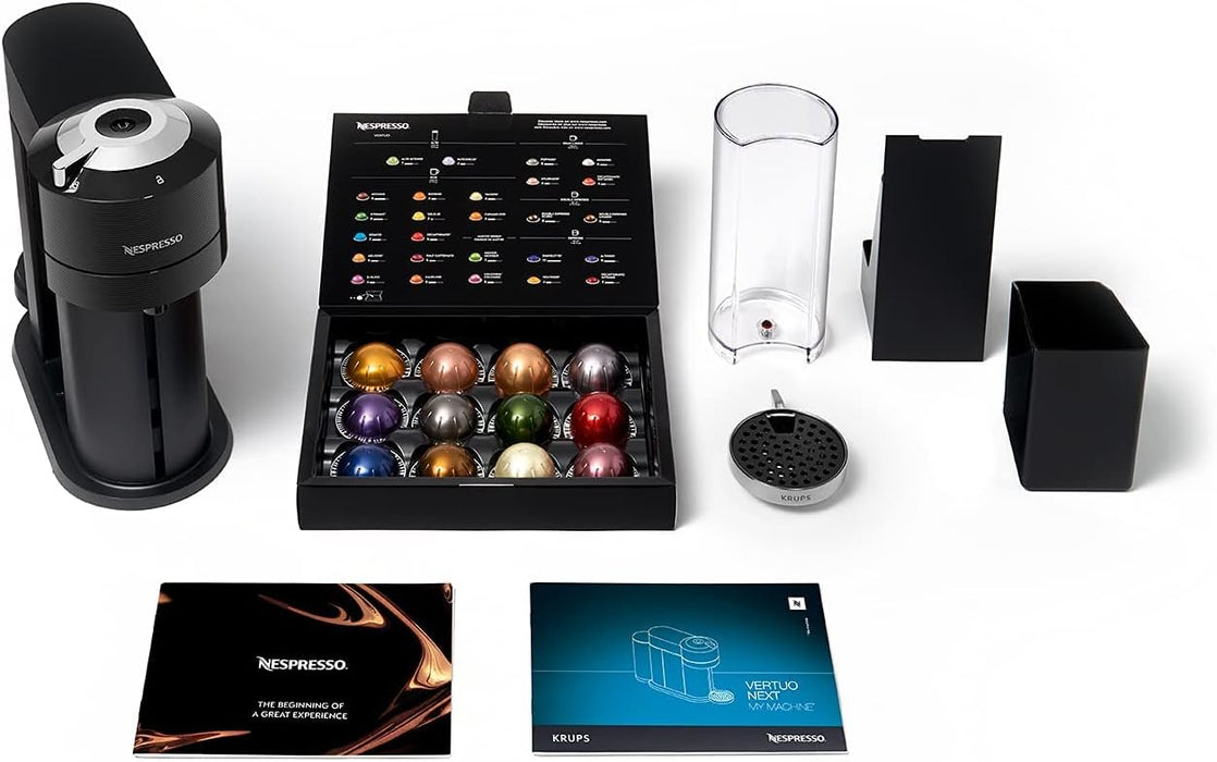 Cafetera Nespresso Vertuo Next de Krups en color Gris. Una máquina de café de cápsulas con tecnología Centrifusion, 5 tamaños de taza y conectividad Wi-Fi y Bluetooth. Nespresso - uso