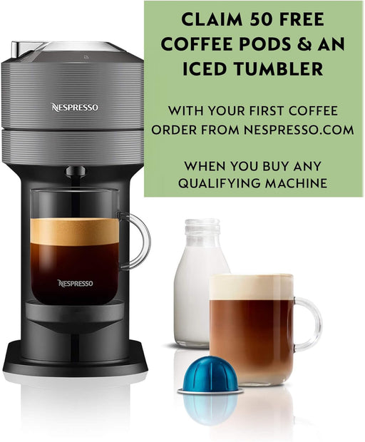 Cafetera Nespresso Vertuo Next de Magimix en Gris Oscuro. Una máquina automática para 5 tamaños de taza, con tecnología Centrifusion y conectividad inteligente. Nespresso - pack