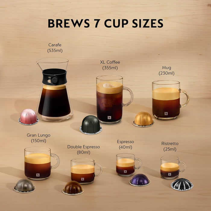Cafetera Nespresso Vertuo Next de Magimix en Gris Oscuro. Una máquina automática para 5 tamaños de taza, con tecnología Centrifusion y conectividad inteligente. Nespresso - presentacion