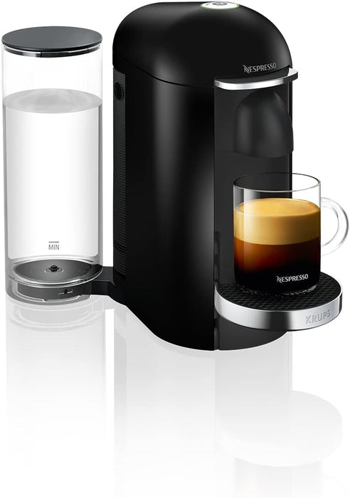 Cafetera Nespresso VertuoPlus de Krups en Negro y Acero. Una máquina de café de cápsulas con sistema One Touch, 5 tamaños de taza y depósito de 1,7L. Nespresso - extra