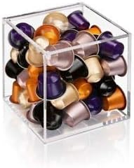Dispensador de Cápsulas Nespresso VIEW Cube. Un elegante contenedor de metacrilato transparente para almacenar y exhibir tus cápsulas de café del sistema Original. Nespresso - frontal