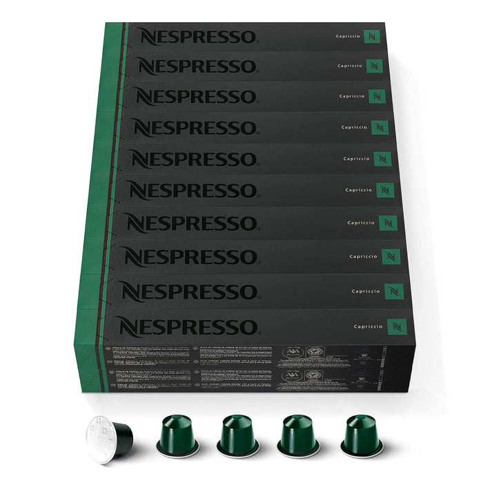 Mega Pack Ahorro 200 cápsulas Nespresso Capriccio, Intensidad 5. Café espresso equilibrado con notas de cereal, ideal para Cappuccino y Latte Macchiato. Nespresso - frontal