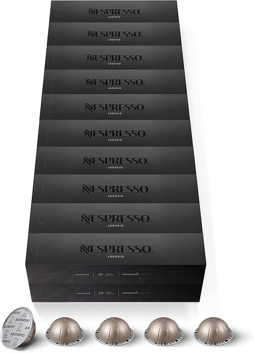 Mega Pack Ahorro 200 cápsulas Nespresso Vertuo Arondio. Café Gran Lungo (150ml) suave (Int. 6), con delicadas notas de cereal y un toque de acidez. Nespresso - frontal