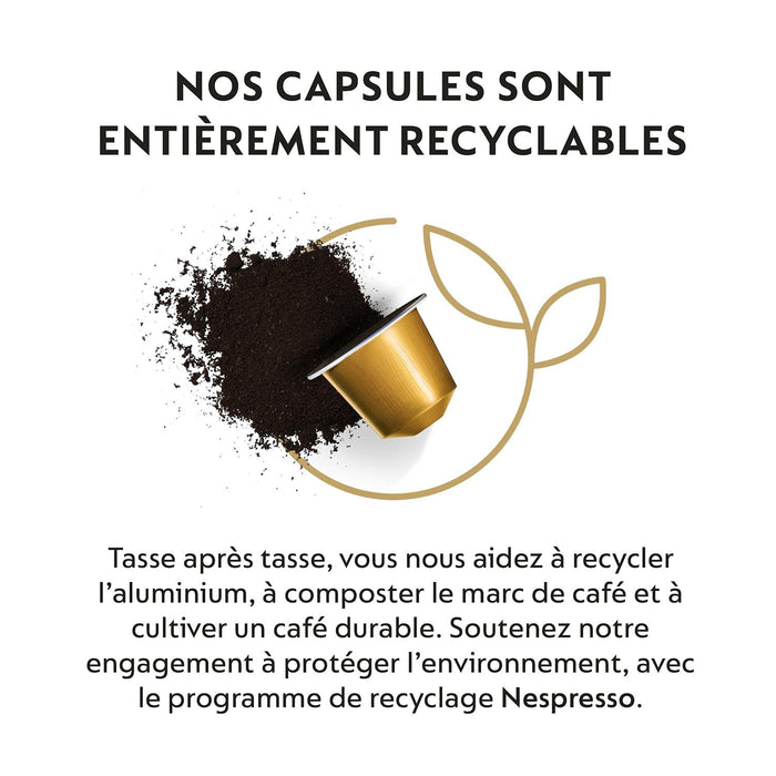 Mega Pack de 100 Cápsulas de Café Nespresso Volluto. Café para sistema Original de intensidad 4. Un espresso suave y dulce con notas a galleta y fruta. Nespresso - lateral