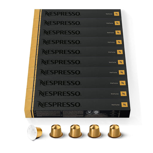 Mega Pack de 100 Cápsulas de Café Nespresso Volluto. Café para sistema Original de intensidad 4. Un espresso suave y dulce con notas a galleta y fruta. Nespresso - pack