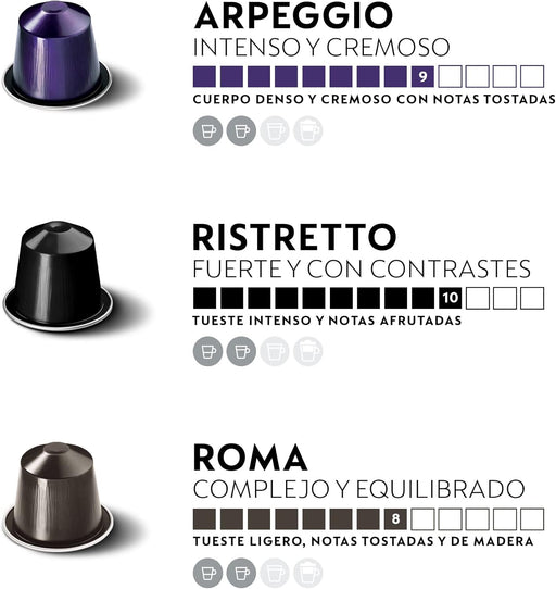 Mega Pack de 100 Cápsulas Nespresso Surtido de Bienvenida. Descubre 10 variedades icónicas para sistema Original, desde espressos y lungos hasta descafeinados. Nespresso - pack