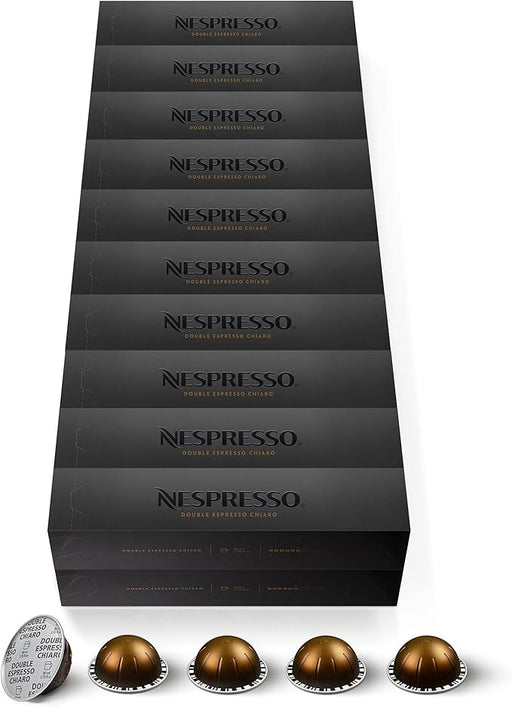 Mega Pack de 200 Cápsulas Nespresso Vertuo Chiaro. Café Double Espresso (80 ml) de intensidad 8, perfecto para recetas con leche, revelando notas de caramelo y galleta. Nespresso - frontal