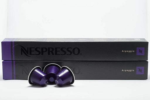 Nespresso Arpeggio 20 Cápsulas de Café OriginalLine. Pack de 2 Tubos para un Espresso Intenso y Cremoso, con Cuerpo y Notas de Cacao. Intensidad 9, Tueste Oscuro. Nespresso - frontal