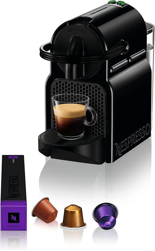 Nespresso De'Longhi Inissia EN80.B, Cafetera de Cápsulas, Negro. La cafetera compacta, rápida y fácil de usar para disfrutar de un café Nespresso perfecto con 19 bares de presión. Nespresso - frontal