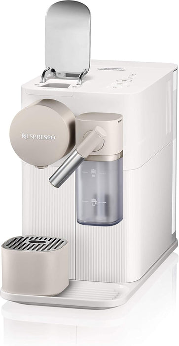 Nespresso De'Longhi Lattissima One, Blanca. La cafetera de cápsulas compacta y elegante para preparar cappuccinos y lattes perfectos con un innovador sistema de leche sin desperdicio. Nespresso - detalle