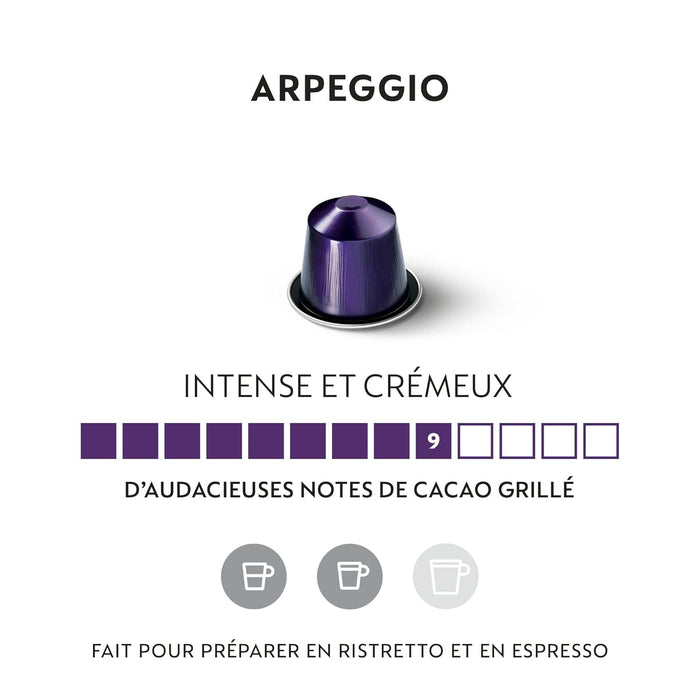 Nespresso Ispirazione Arpeggio, Pack de 50 Cápsulas de Café OriginalLine. Un espresso intenso (9/13) y cremoso con notas de cacao, inspirado en la ciudad de Florencia. Nespresso - zoom