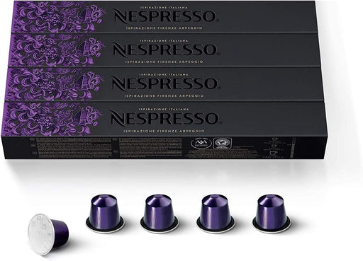 Nespresso Ispirazione Firenze Arpeggio, 40 cápsulas de café para sistema Original. Tueste oscuro e intenso (9/13) con notas de cacao y crema densa. Nespresso - frontal