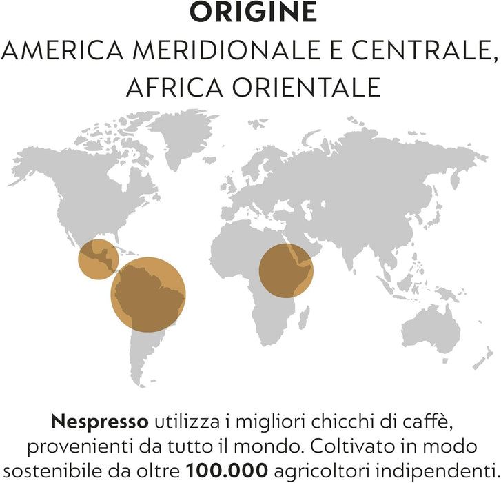 Nespresso Ispirazione Ristretto Italiano, Pack de 100 Cápsulas OriginalLine. Un café intenso (10/13), potente y contrastado, con notas afrutadas y tostadas. Nespresso - extra