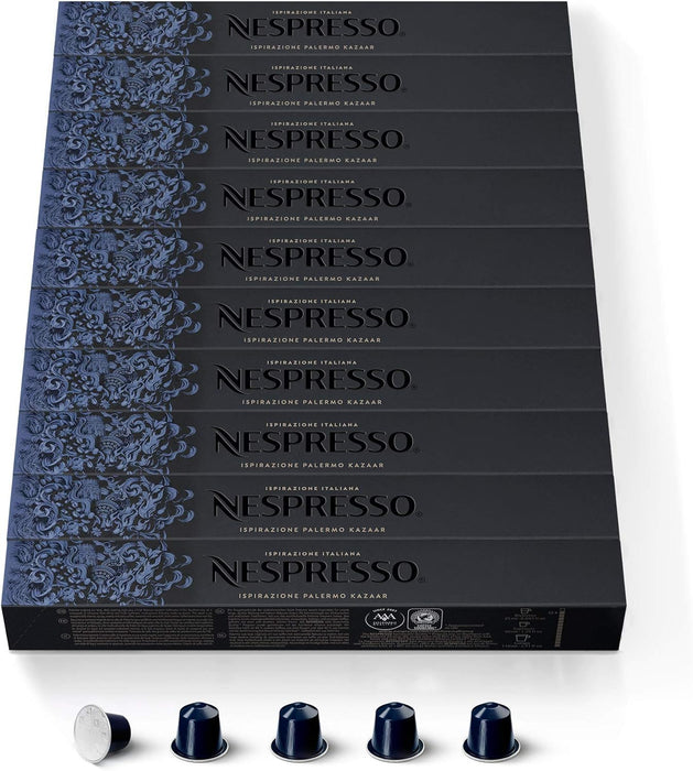 Nespresso Kazaar, Pack de 100 Cápsulas Originales de café muy intenso y cremoso. Perfil aromático especiado y notas a pimienta. Intensidad 12 sobre 13. Nespresso - zoom