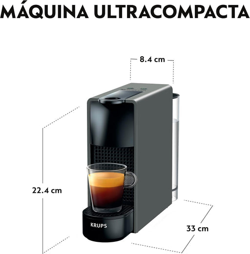 Nespresso Krups Essenza Mini, Gris. La cafetera de cápsulas Nespresso más compacta, con 19 bares de presión para un café perfecto en un diseño ultraligero que cabe en cualquier espacio. Nespresso - pack