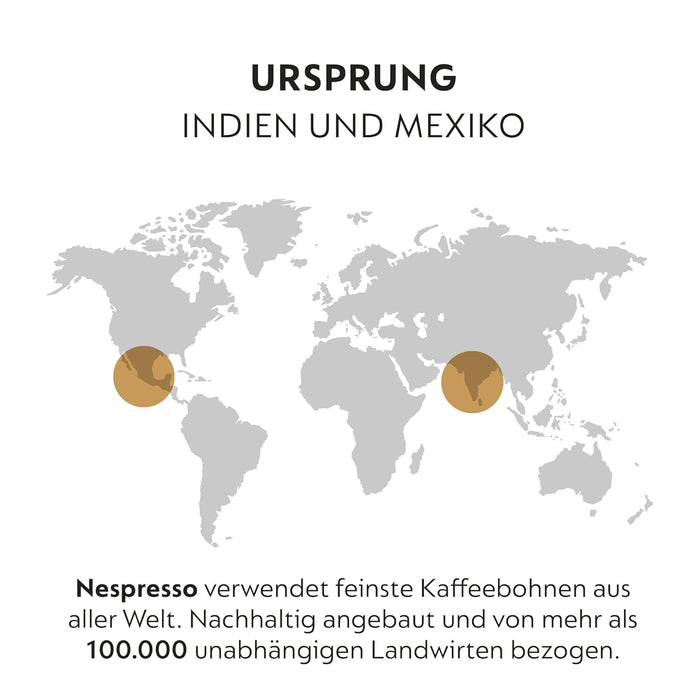 Nespresso Original Cape Town Lungo en pack de 100 cápsulas. Un café intenso de tueste oscuro compatible con cafeteras Nespresso Original, con notas amaderadas y especiadas. Nespresso - presentacion