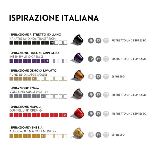 Nespresso Original Ispirazione Italiana Pack de 100 Cápsulas, Surtido de cafés intensos Espresso y Lungo, Tuestes medios a oscuros, Compatible con Cafeteras Original Nespresso - pack