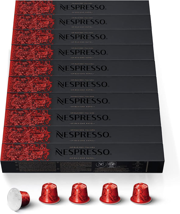 Nespresso Original Ispirazione Napoli en pack de 100 cápsulas. El café más intenso de Nespresso (13/13), tueste oscuro, compatible con cafeteras Nespresso Original. Nespresso - extra