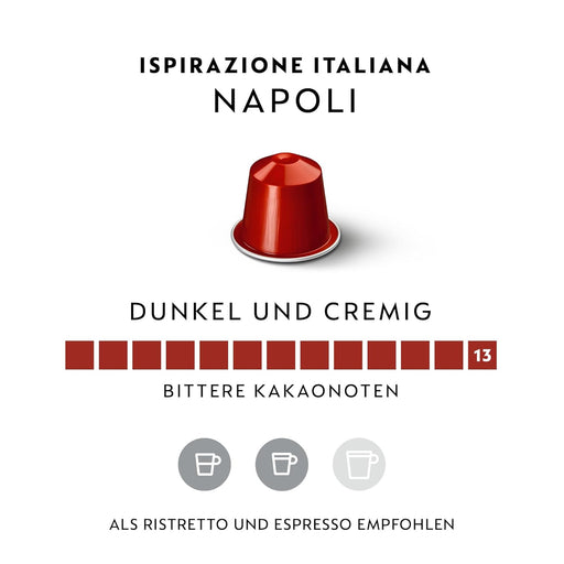 Nespresso Original Ispirazione Napoli en pack de 100 cápsulas. El café más intenso de Nespresso (13/13), tueste oscuro, compatible con cafeteras Nespresso Original. Nespresso - pack
