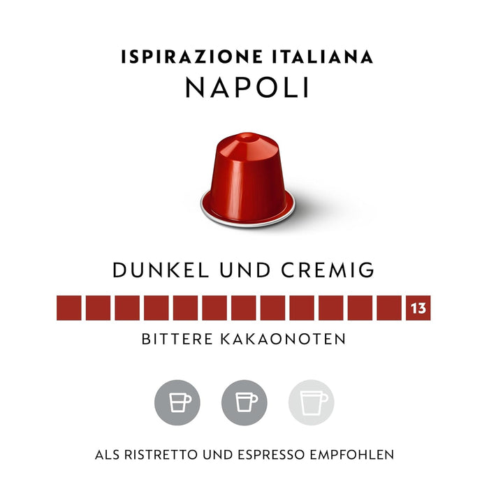 Nespresso Original Ispirazione Napoli en pack de 100 cápsulas. El café más intenso de Nespresso (13/13), tueste oscuro, compatible con cafeteras Nespresso Original. Nespresso - pack