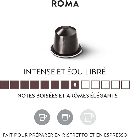 Nespresso Original Ispirazione Roma Pack Ahorro 100 Cápsulas, Café Equilibrado con Notas Amaderadas y de Cereal, Tueste Medio, Compatible con Cafeteras Original Nespresso - pack