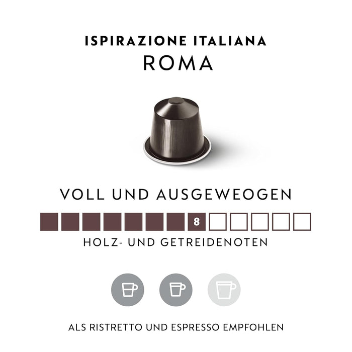 Nespresso Original Ispirazione Roma Pack Ahorro 100 Cápsulas, Café Equilibrado con Notas Amaderadas y de Cereal, Tueste Medio, Compatible con Cafeteras Original Nespresso - presentacion