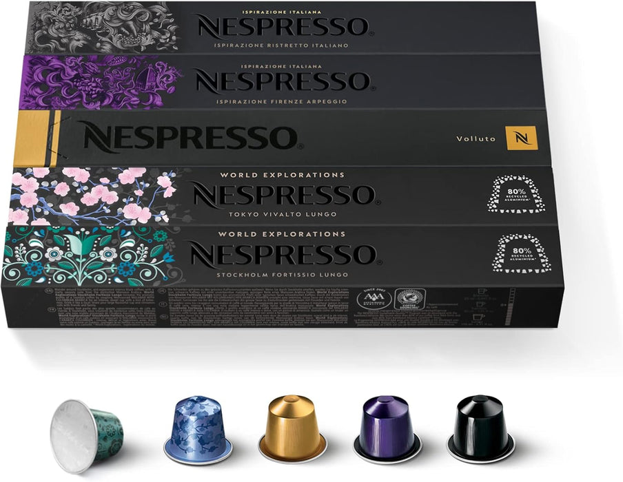 Nespresso Original Pack de 50 Cápsulas Surtidas, Selección de Cafés Espresso y Lungo con Tuestes Variados, Descubre tu Favorito, Compatible con Cafeteras Nespresso Original Nespresso - extra