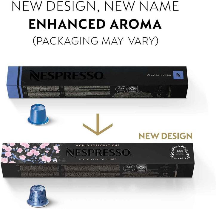 Nespresso Original Pack de 50 Cápsulas Surtidas, una selección equilibrada con 10 Roma, 10 Arpeggio, 10 Volluto, 10 Cosi y 10 Tokyo Lungo para todos los gustos. Nespresso - presentacion