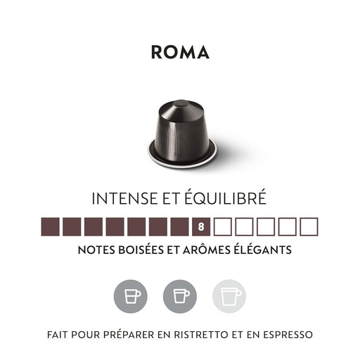 Nespresso Original Pack Gigante de 200 Cápsulas Roma, un café espresso equilibrado de intensidad 8, con notas amaderadas y de cereal para el consumo diario. Nespresso - pack