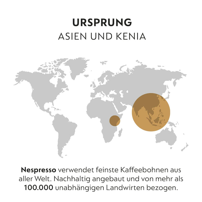 Nespresso Original Shanghai Lungo en pack de 100 cápsulas. Un café de tueste claro y notas afrutadas, compatible con cafeteras Nespresso Original para una experiencia única. Nespresso - presentacion