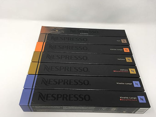 Nespresso Pack Variado de 70 Cápsulas de Café OriginalLine. Surtido con Volluto, Cosi, Lungo, Etiopía y Descafeinado. Descubre una selección equilibrada y aromática. Nespresso - frontal