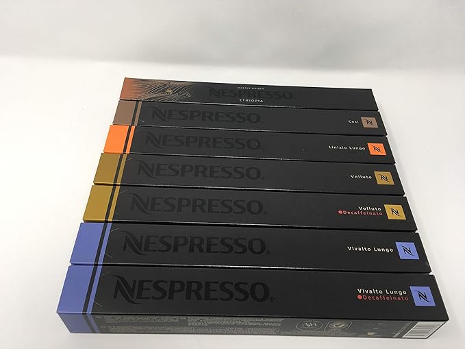 Nespresso Pack Variado de 70 Cápsulas de Café OriginalLine. Surtido con Volluto, Cosi, Lungo, Etiopía y Descafeinado. Descubre una selección equilibrada y aromática. Nespresso - frontal
