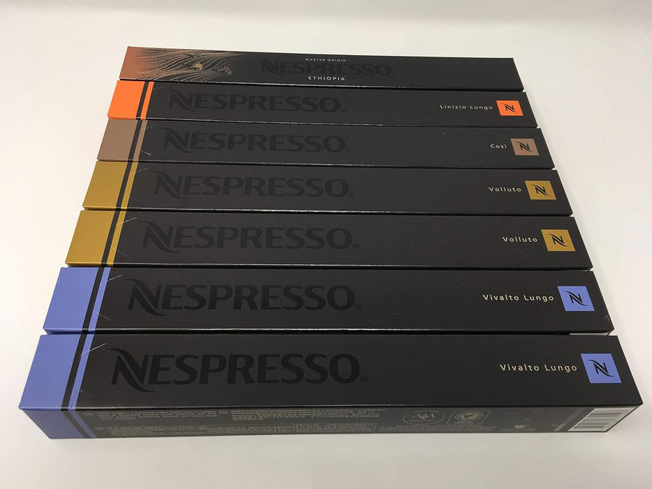 Nespresso Pack Variado de 70 Cápsulas OriginalLine - Selección Suave y Ligera. Surtido con 20 Volluto, 20 Vivalto Lungo, Cosi, Linizio Lungo y Etiopía. Nespresso - detalle