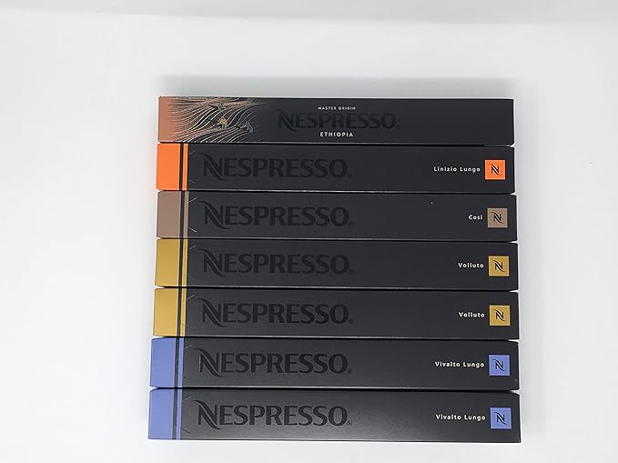 Nespresso Pack Variado de 70 Cápsulas OriginalLine - Selección Suave y Ligera. Surtido con 20 Volluto, 20 Vivalto Lungo, Cosi, Linizio Lungo y Etiopía. Nespresso - frontal