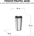 Nespresso Travel Mug TOUCH, Termo de Viaje Plateado (345ml). Lleva tu café Nespresso a todas partes con esta taza de viaje de acero inoxidable de doble capa que mantiene tu bebida caliente o fría. Nespresso - detalle