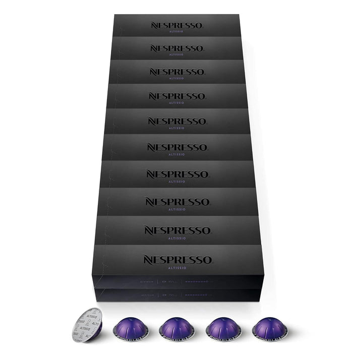 Nespresso Vertuo Altissio Pack Ahorro 200 Cápsulas de Café. Espresso intenso (Intensidad 9) y cremoso para taza de 40ml. Con notas a cereal tostado. Para cafeteras sistema Vertuo. Nespresso - frontal