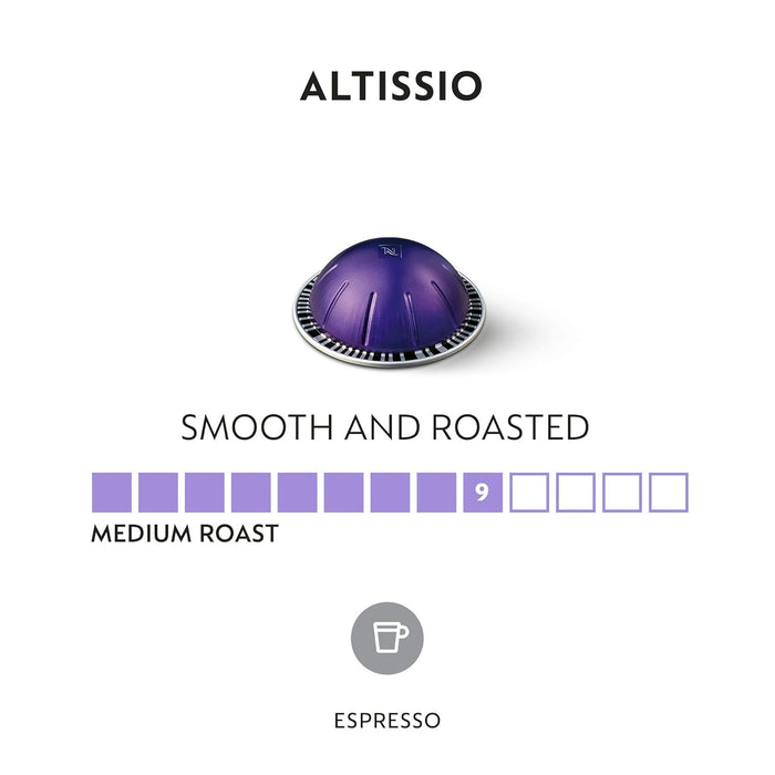 Nespresso Vertuo Altissio, Pack de 100 Cápsulas de Café para Espresso (40ml). Café de intensidad 9, cremoso y con cuerpo, con notas de cereal tostado. Para cafeteras sistema Vertuo. Nespresso - uso