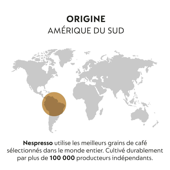 Nespresso Vertuo Altissio, Pack de 50 Cápsulas para Espresso (40ml). Café Espresso intenso y cremoso con notas de cereal tostado y cacao. Intensidad 9/13. Nespresso - ingredientes