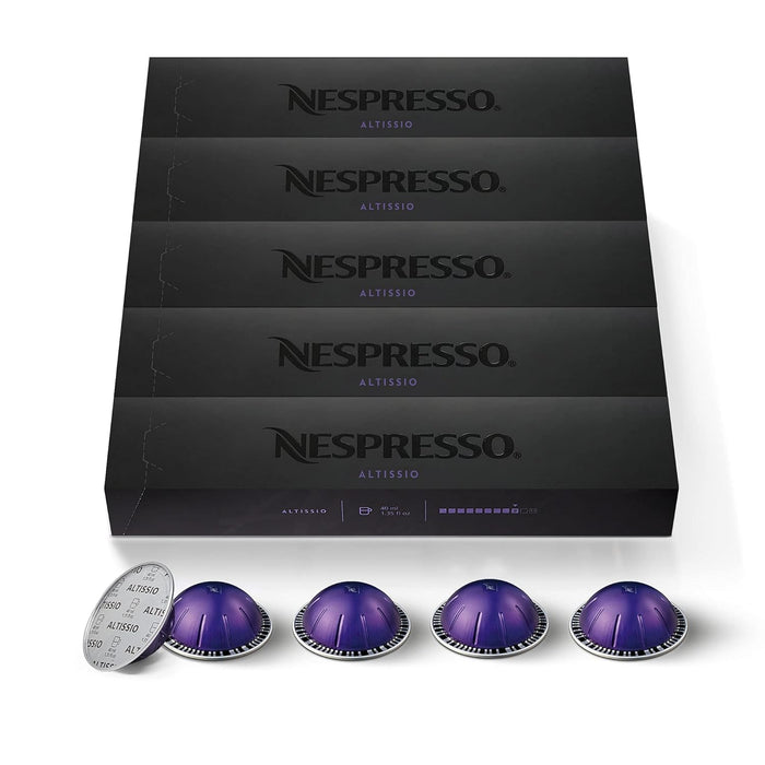 Nespresso Vertuo Altissio, Pack de 50 Cápsulas para Espresso (40ml). Café Espresso intenso y cremoso con notas de cereal tostado y cacao. Intensidad 9/13. Nespresso - pack