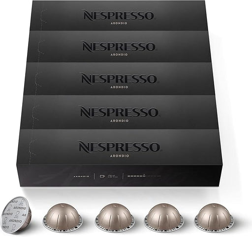 Nespresso Vertuo Arondio, pack de 50 cápsulas. Café Gran Lungo (150ml) de intensidad 6/11, con un sorprendente perfil dulce y suave con notas a cereal y un toque de acidez. Nespresso - frontal