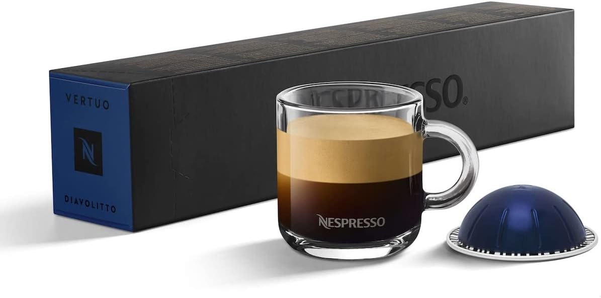 Nespresso Vertuo Intenso 10 Cápsulas de Café Intenso (Int. 9) para Taza Grande. Disfruta de un Café de Tueste Oscuro con una Crema Densa y Duradera para tu Cafetera Vertuo. Nespresso - lateral