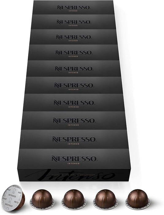 Nespresso Vertuo Intenso, Pack Gigante de 100 Cápsulas para Taza Grande (230ml). Café con cuerpo y notas tostadas persistentes. Intensidad 9/13. Nespresso - pack