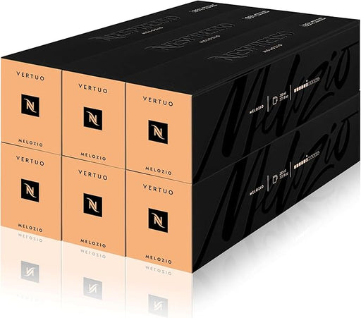 Nespresso Vertuo Melozio, pack de 60 cápsulas para taza Mug (230ml). Café suave y equilibrado, intensidad 6/11, con notas a cereal y miel. Formato ahorro 100% Arábica. Nespresso - frontal