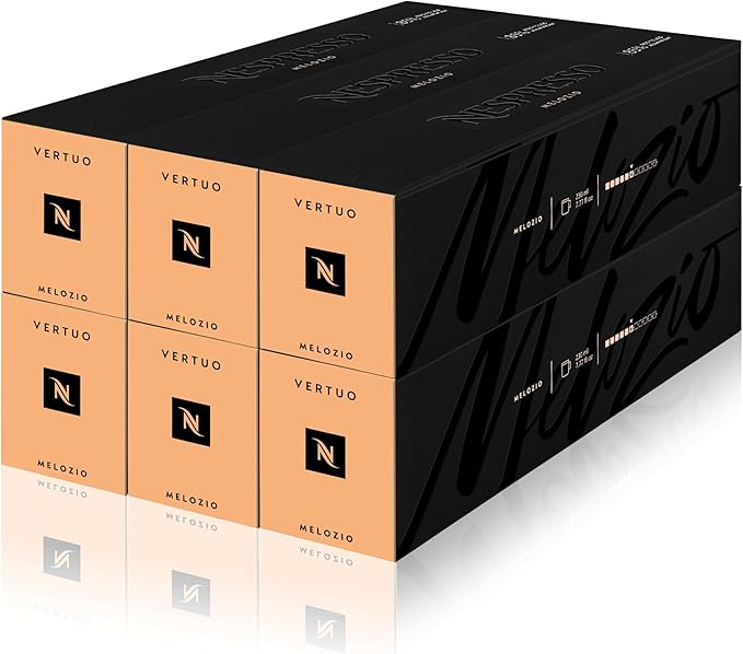 Nespresso Vertuo Melozio, pack de 60 cápsulas para taza Mug (230ml). Café suave y equilibrado, intensidad 6/11, con notas a cereal y miel. Formato ahorro 100% Arábica. Nespresso - frontal