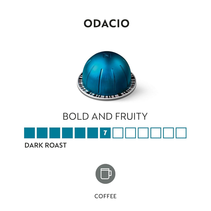 Nespresso Vertuo Odacio Pack 30 Cápsulas de Café para Taza Grande. Café Audaz y Vivaz de Intensidad 7 con Notas de Cereal y Toques Afrutados, para Sistema Nespresso Vertuo. Nespresso - ingredientes