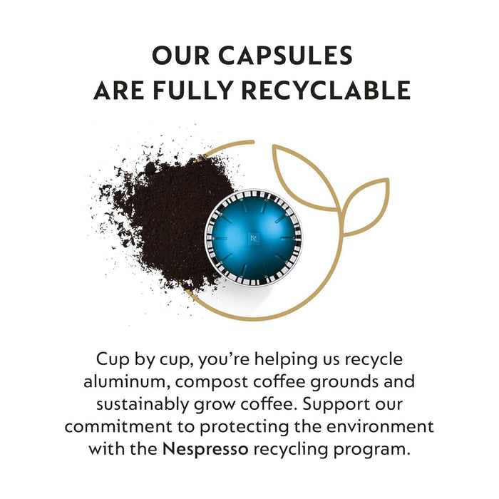 Nespresso Vertuo Odacio Pack 30 Cápsulas de Café para Taza Grande. Café Audaz y Vivaz de Intensidad 7 con Notas de Cereal y Toques Afrutados, para Sistema Nespresso Vertuo. Nespresso - lateral