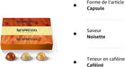 Nespresso Vertuo Pack Barista Creations, 30 cápsulas para taza Mug (230ml). Surtido de cafés aromatizados: 10 Vainilla, 10 Caramelo y 10 Avellana. El capricho perfecto. Nespresso - ingredientes
